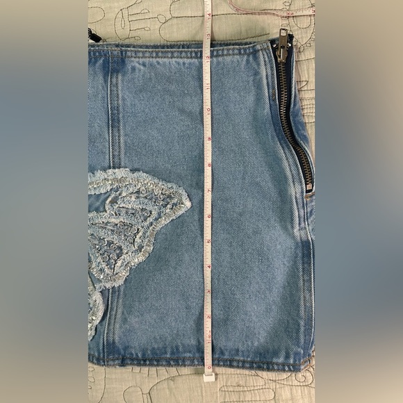NEW PatBO Camila Coelho Denim Skirt NWT Sz 2 Beaded Accents - Picture 10 of 14